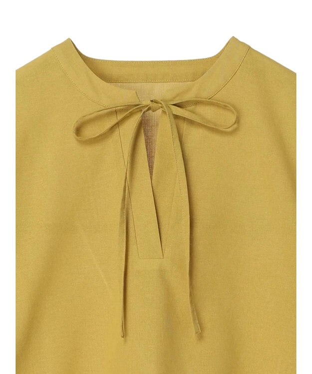 Green Parks 綿麻混紐付きデザインブラウス Yellow