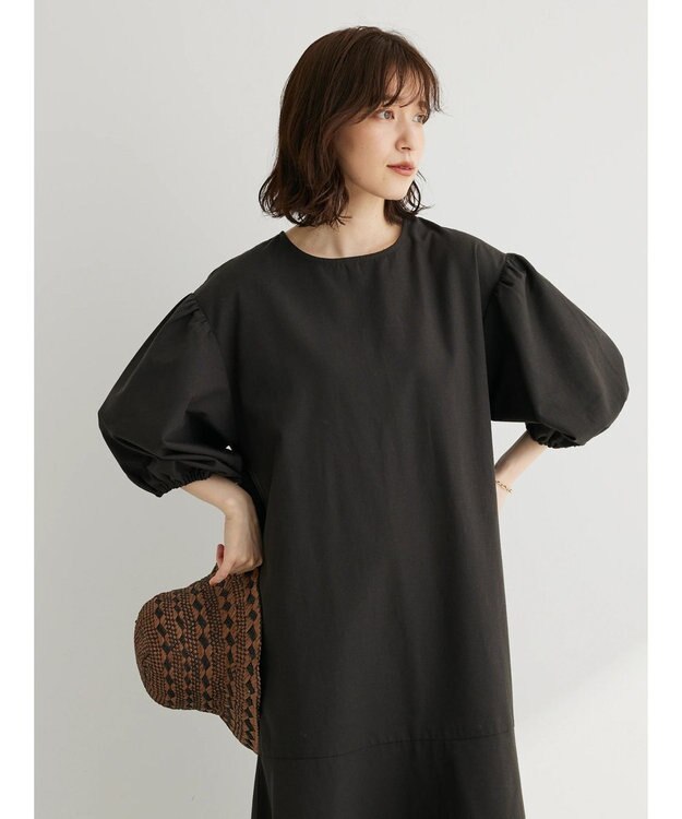 Green Parks 綿麻混マーメイドワンピース Dark Gray