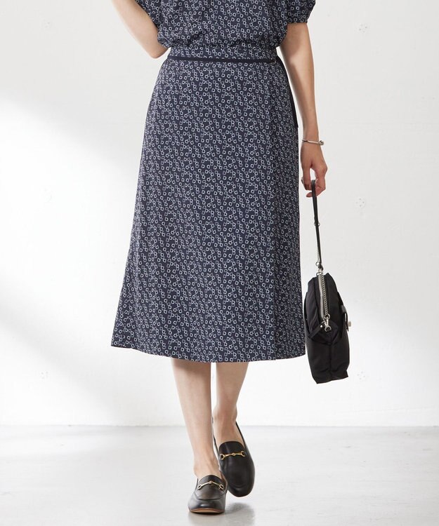 J.PRESS LADIES 【洗える】チェーンプリント マーメイド スカート ネイビー系5