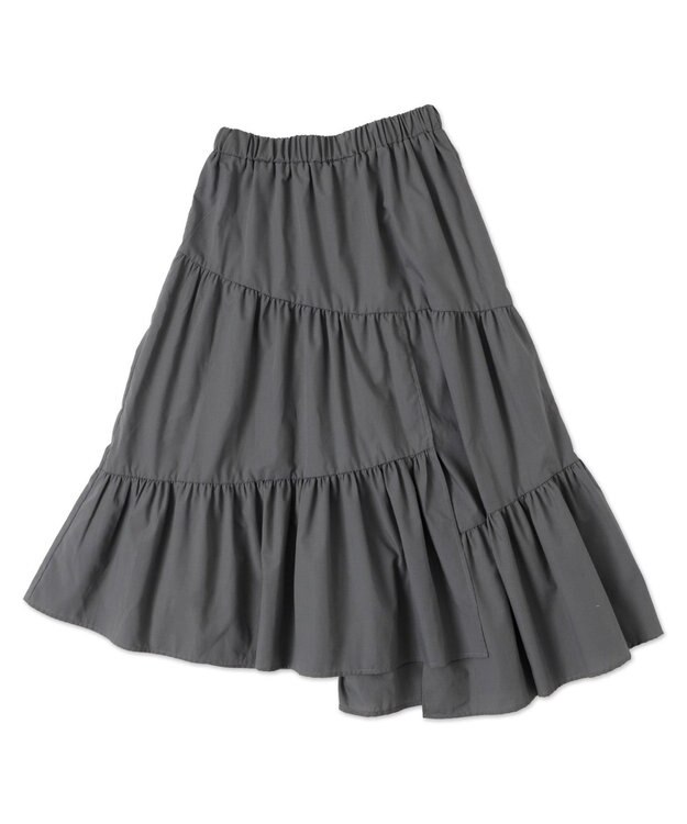 WEGO 【ウエストゴム】ランダムフリルロングスカート グレー