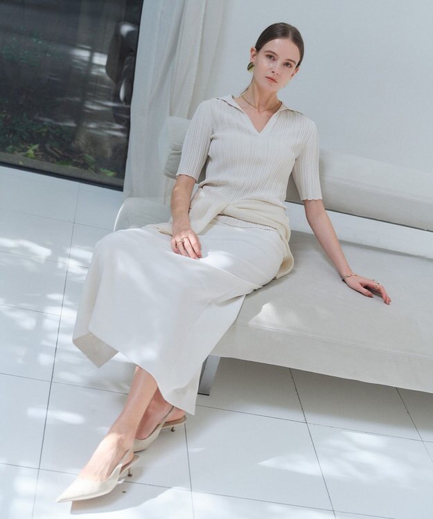 BEIGE， LABRADO / ランダムリブ スキッパーニット Ecru