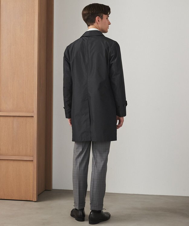 GOTAIRIKU ダウンライナー装着可【半裏仕様でより軽量】メランジシャンブレー ステンカラースプリングコート ライトグレー系