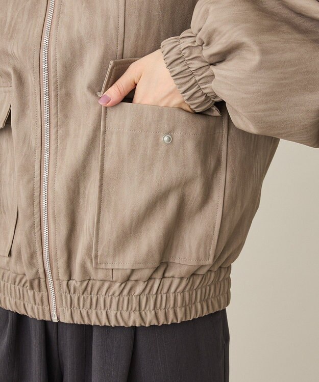 CRAFT STANDARD BOUTIQUE フェイクレザー衿ボアブルゾン Beige