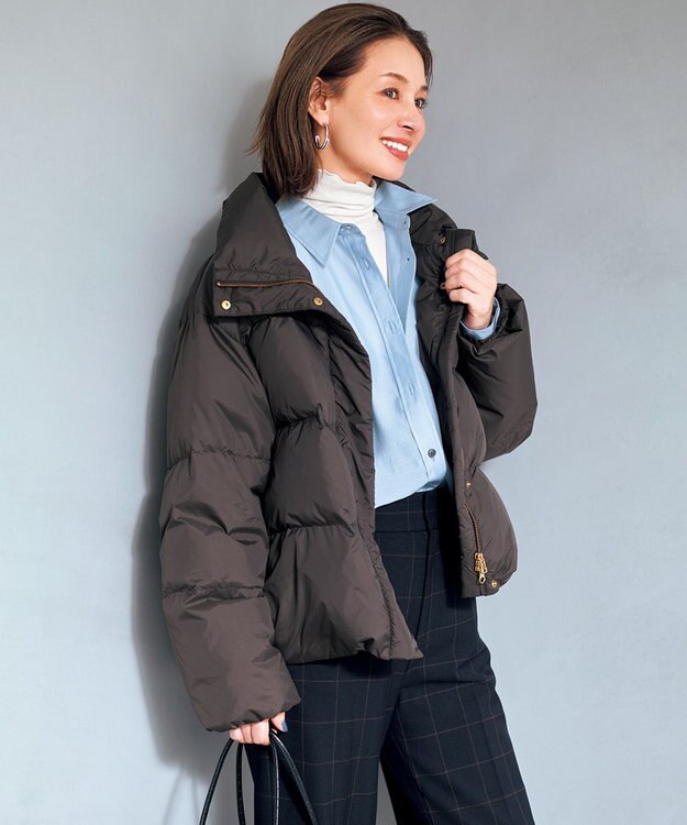 UNFILO L 【VERY掲載 / 自宅で洗濯OK / 軽量で暖かい】TAIONコラボ ショートダウン ブラウン