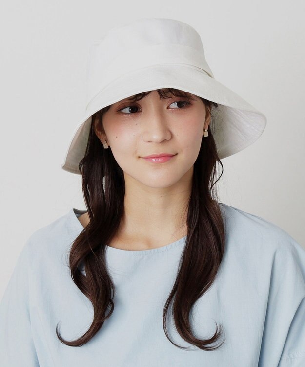 MOONBAT 【洗える】FURLA(フルラ) シャンブレー中つばダウンハット オフホワイト