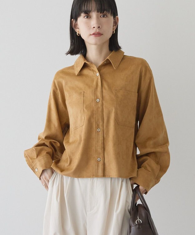 AMERICAN HOLIC Wポケットスエードライクシャツ Camel