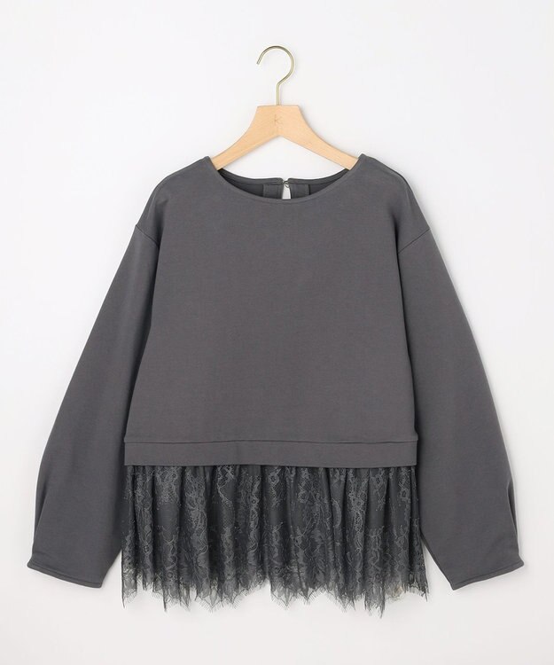 組曲 【先行予約】フレンチテリーレースコンビ カットソー チャコールグレー系