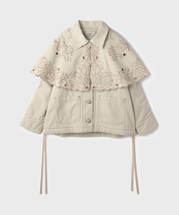 GRACE CONTINENTAL ケープ付カバーオールジャケット ベージュ