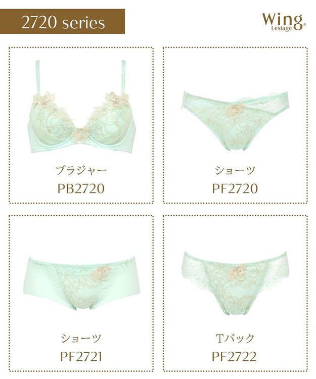 Wing Wing Lesiage　【2720シリーズ】ブラジャー　シアー感のあるラグジュアリーなデザイン　ウイング／ワコール　PB2720 メロン