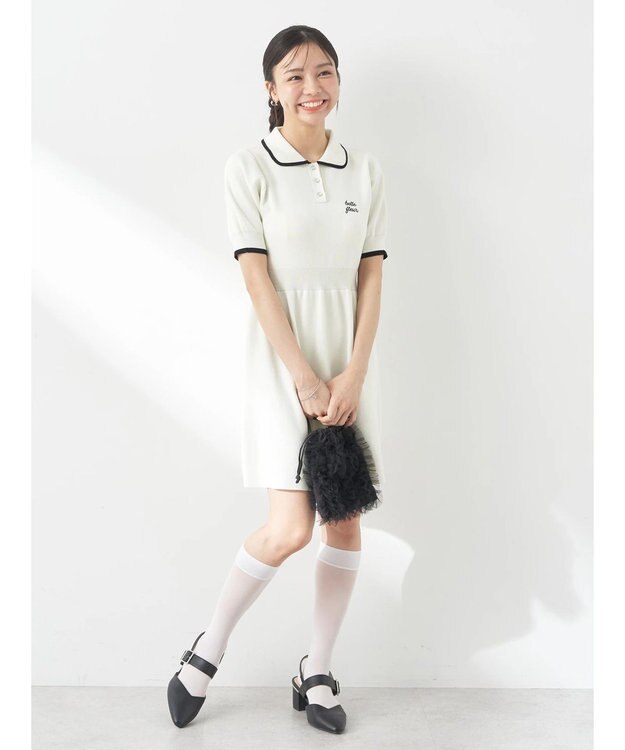 earth music&ecology ワンポイントポロワンピース White