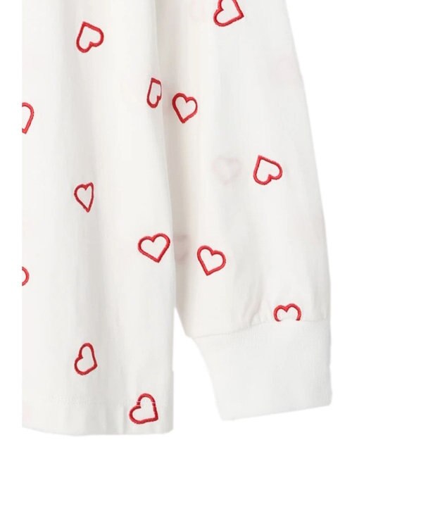 Green Parks ・Ｄｏｕｂｌｅ　Ｆｌａｇｓ　ハート刺繍ロンＴ Ivory