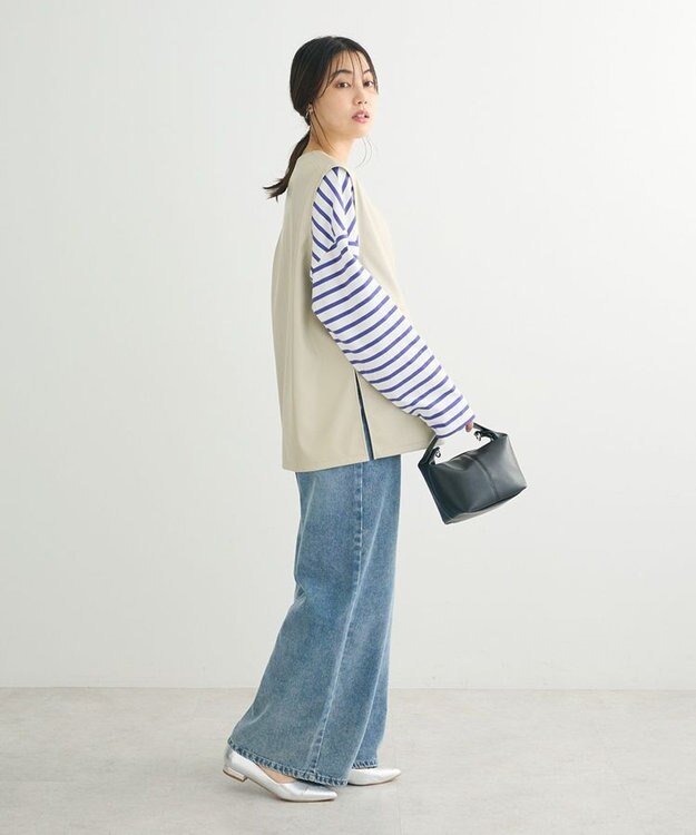 Green Parks フェイクレザーＶネックベスト Ecru