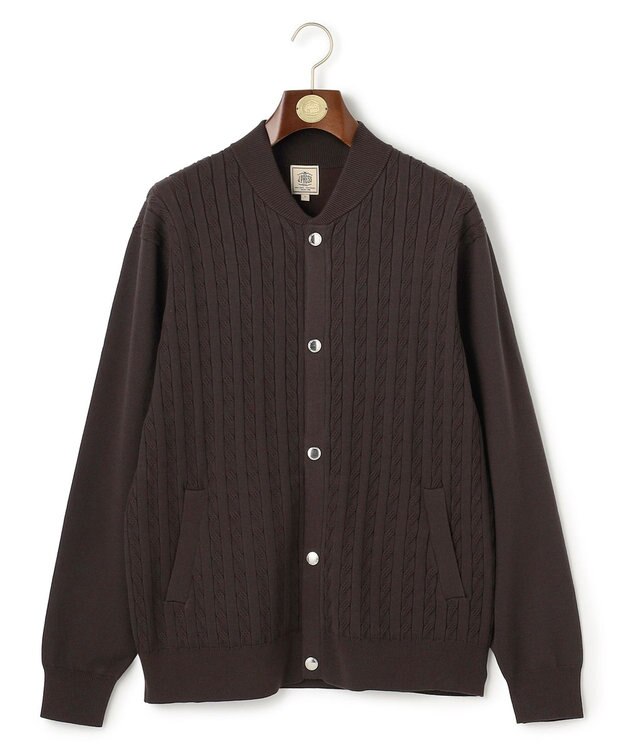 J.PRESS MEN 羽織るだけで整う大人の品格【ストレッチ / イージーケア】【FLEX YARN】ケーブルニット ブルゾンライク カーディガン ブラウン系