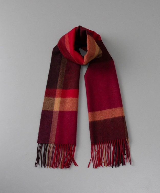 AURORA foulatelier　フラトリエ　カシミヤ起毛 チェック柄  ストール ワイン