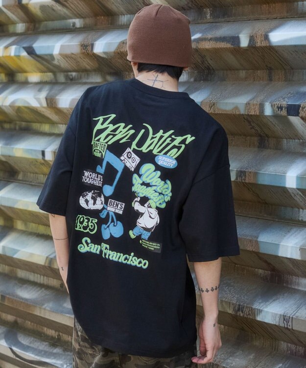 WEGO 【SMLサイズ展開】別注BENDAVISグラフィックT（SS） ブラック