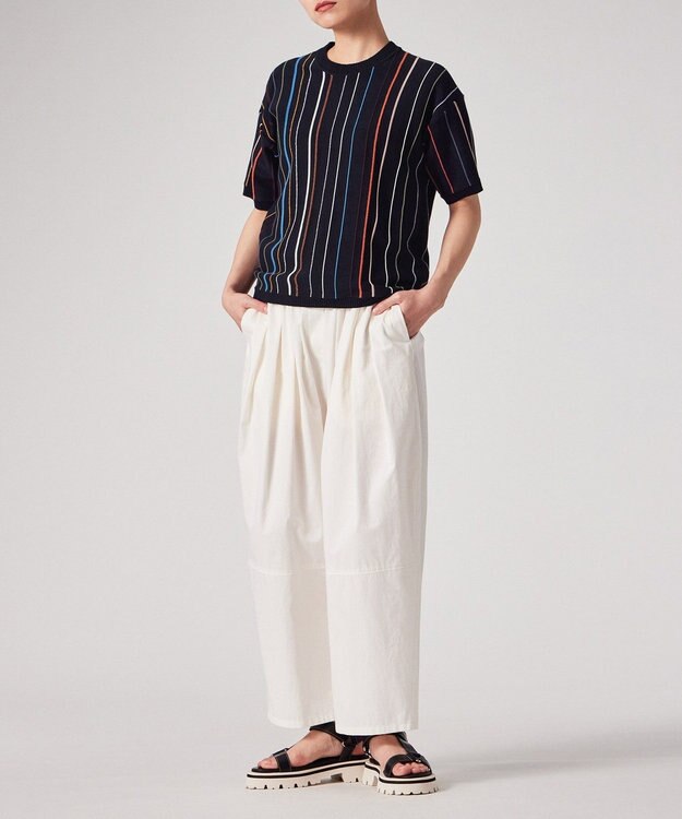 Paul Smith マルチカラーライン 半袖ニット ネイビー