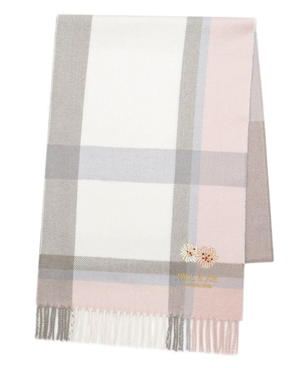 MOONBAT 【FUDGE11月号掲載】PAUL & JOE ACCESSOIRES クリザンテーム刺繍ムースタッチマフラー（パッケージ入り） ピーチ