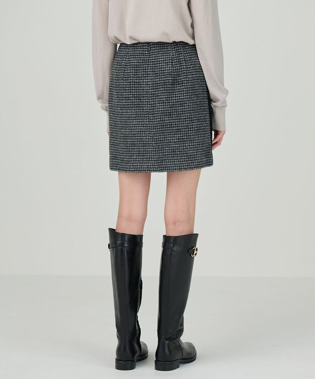 GRACE CONTINENTAL シャギーチェックミニスカート グレー