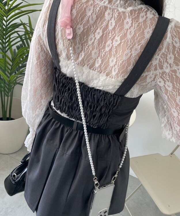 WEGO くしゅくしゅビーズストラップ ピンク