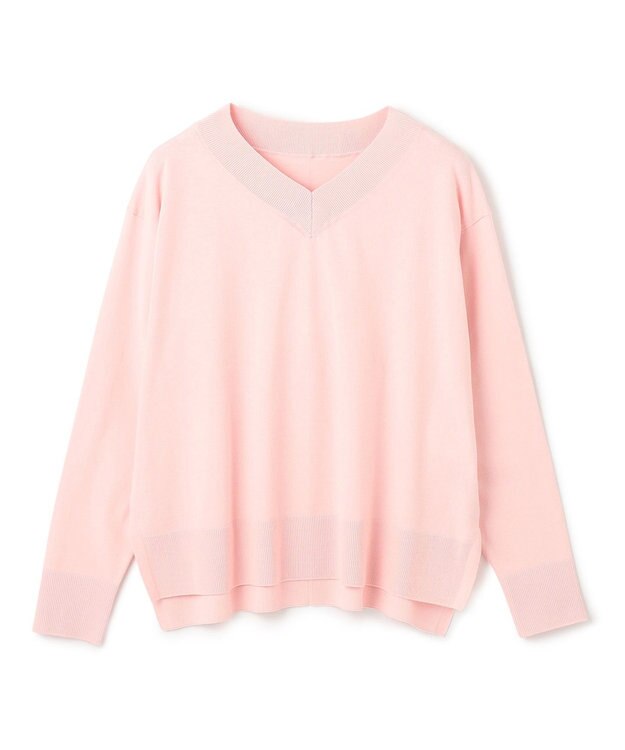 UNFILO L マイビューティ Vネック ニット ピンク