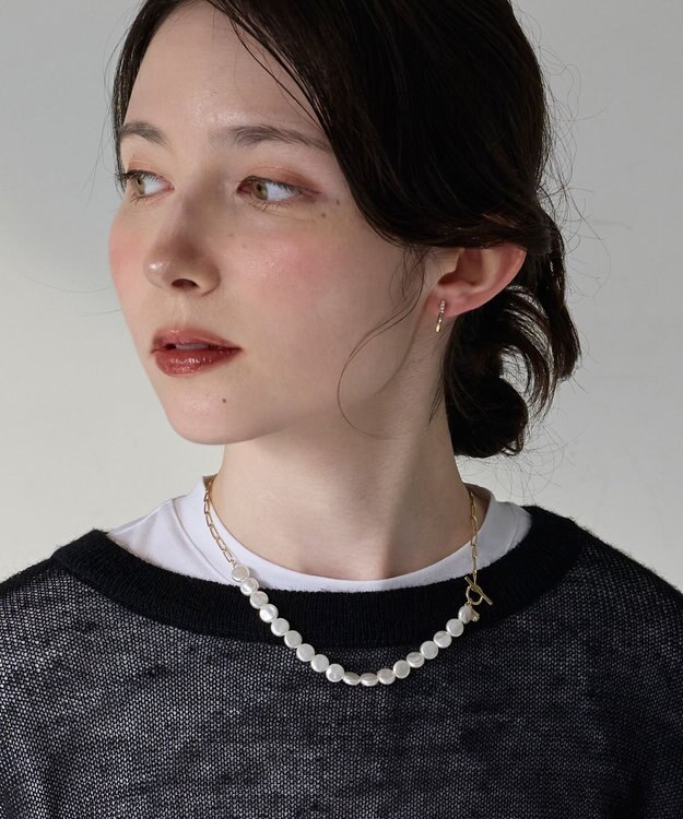 Phoebe メタリックパールチョーカーネックレス/41cm ホワイト