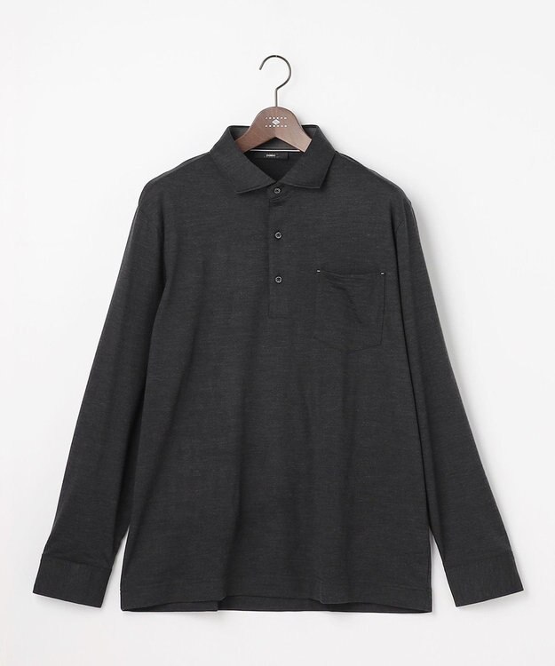JOSEPH ABBOUD 【キングサイズ・ふっくらあたたかウール100％】ウールダディポロシャツ グレー系