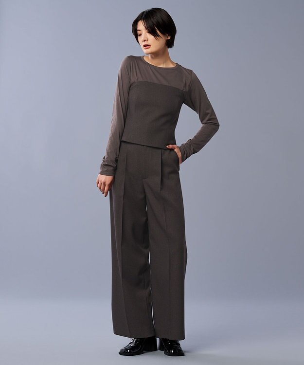 uncrave アルビニスタシフォン ボートネック カットソー（uncrave STANDARD） チャコールブラウン