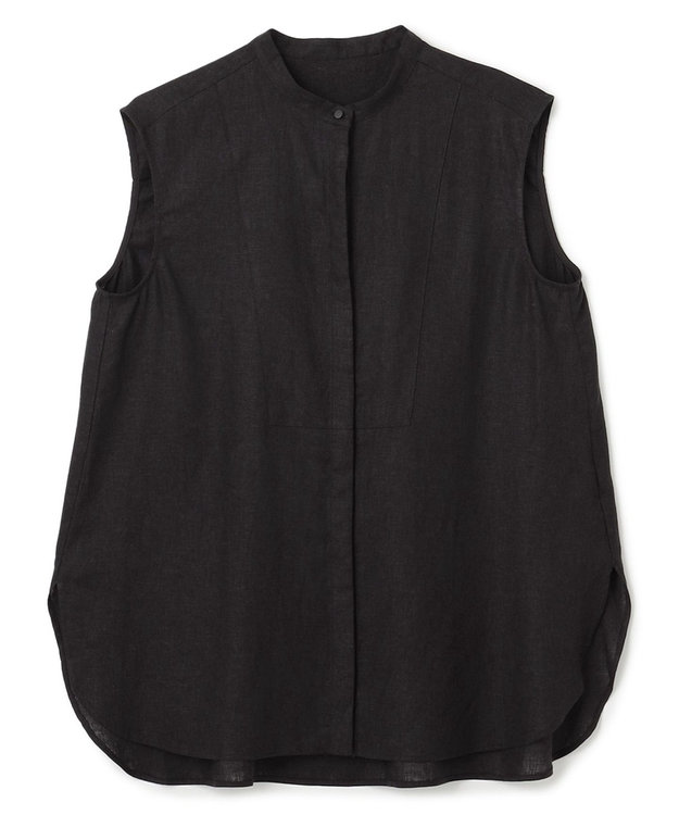 UNFILO リネンレーヨン ノースリーブブラウス ブラック