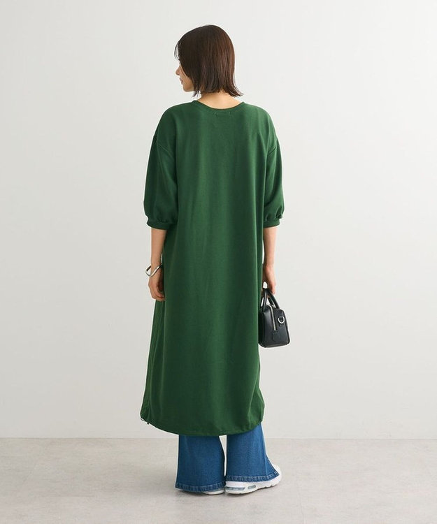 Green Parks ７分袖裏毛ドッキングロゴワンピース Green