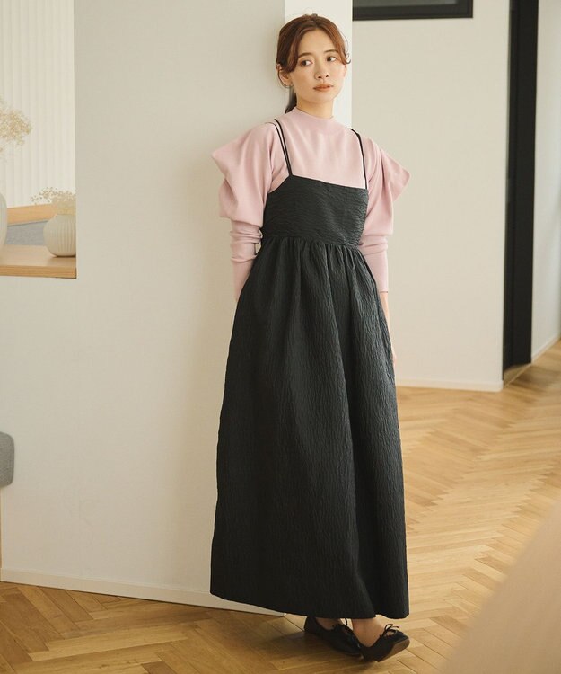 #Newans 【洗える】スクエアショルダーポイントニット ピンク