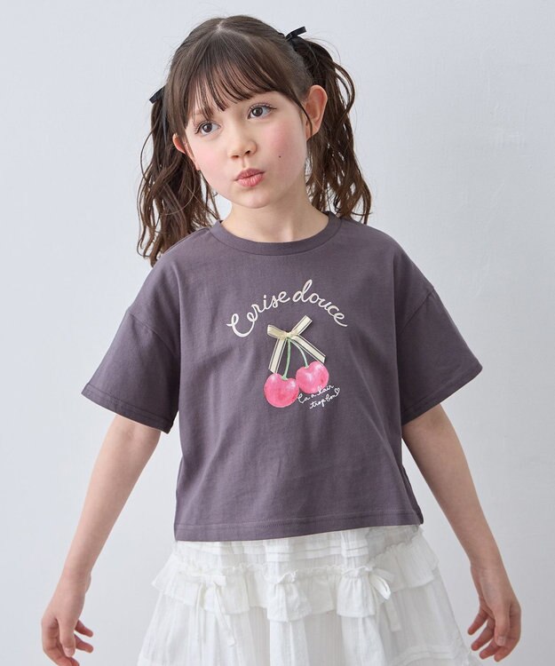 ANY KIDS 【綿100%】オーバーサイズ 半袖Tシャツ チャコール