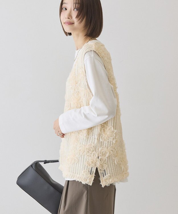 AMERICAN HOLIC 【選べる丈】Ｖネックレースベスト Ivory