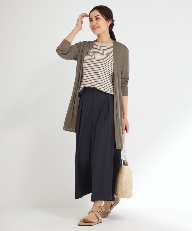 23区 L 【Lサイズ限定/洗える】ハイストレッチツイル パンツ ネイビー系