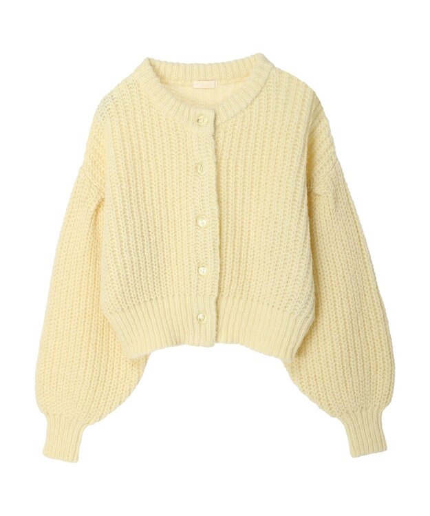 earth music&ecology ヘアリーショートニットカーディガン Light Yellow