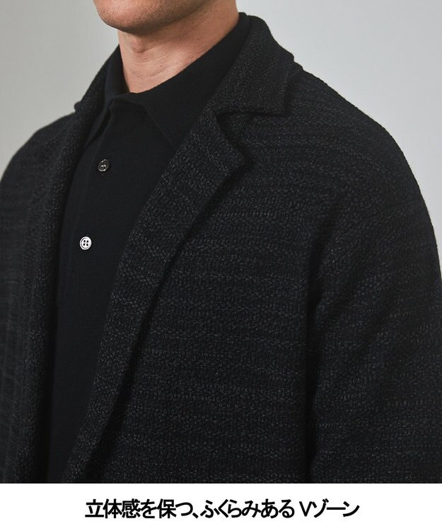 GOTAIRIKU テーラード設計【洗える】ニット カーディガンジャケット グレー系