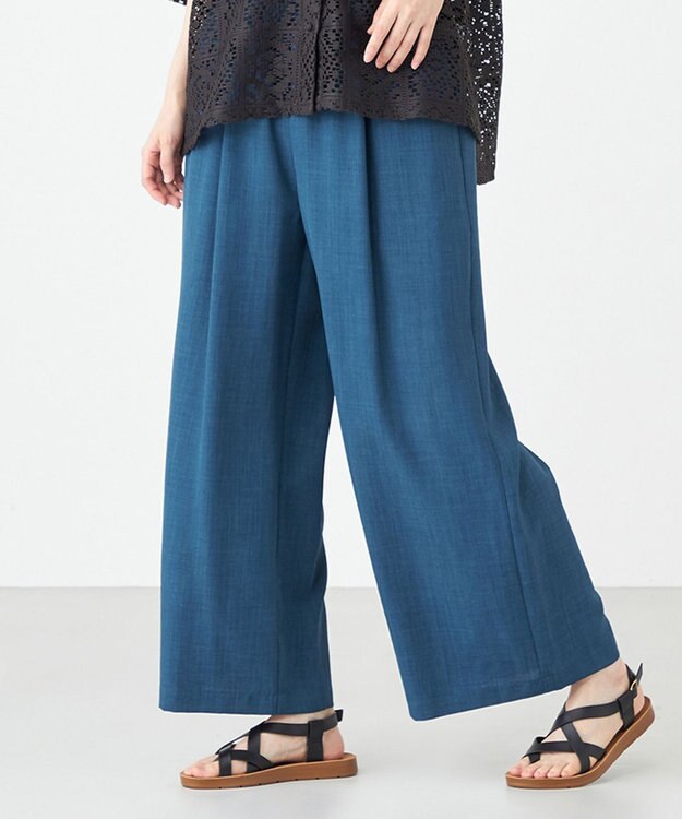 SHARE PARK LADIES ドライタッチリネンライクパンツ ダルブルー系