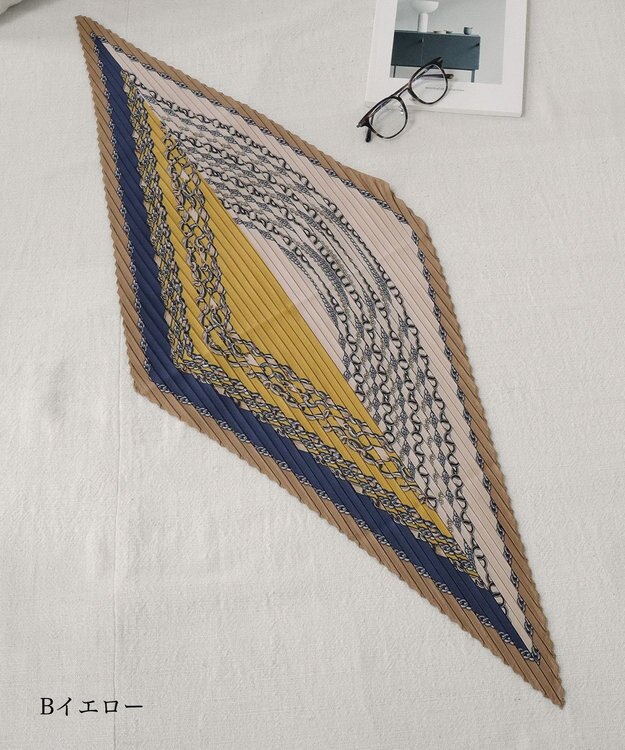 Tiaclasse 【選べる柄タイプ】プリーツスカーフ Bイエロー