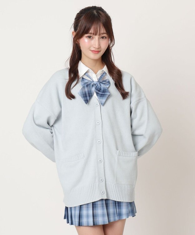 WEGO 【SCHOOLITEM】ニットカーディガン サックス