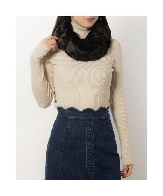 UNBILLION カシュネ cache nez / 畝入りフェイクファースヌード ブラック