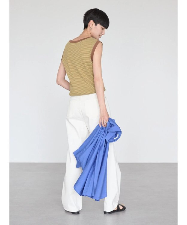 AMERICAN HOLIC ミジンボーダーノースリーブカットプルオーバー Brown