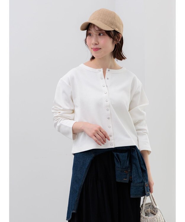 Te chichi カットソークルーネックカーディガン オフホワイト