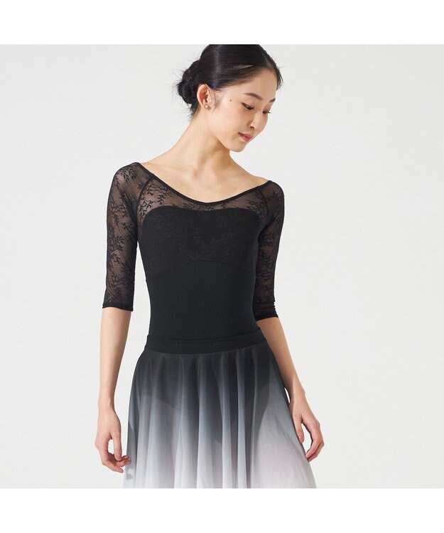 Chacott 6分袖レオタード ブラック