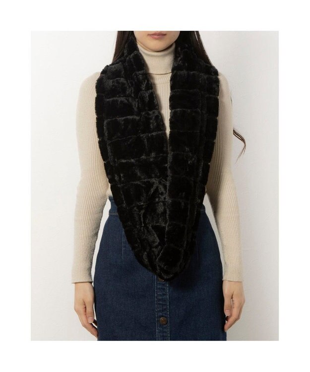 UNBILLION カシュネ cache nez / 畝入りフェイクファースヌード ブラック