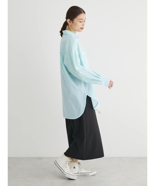 Green Parks イージーケア　ドビーストライプシャツ Green