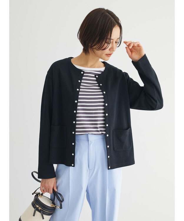 Green Parks 鹿の子カットカーディガン Black