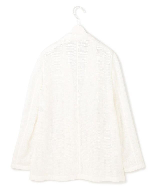 ICB L スクエアチェックレノクロス レースジャケット オフホワイト系