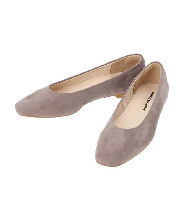 AMERICAN HOLIC 【整履き】スクエアトゥスェードフラットシューズ Light Beige