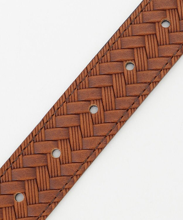 JOSEPH ABBOUD 【サイズ調整可能】カウレザー エンボスメッシュ ベルト キャメル系