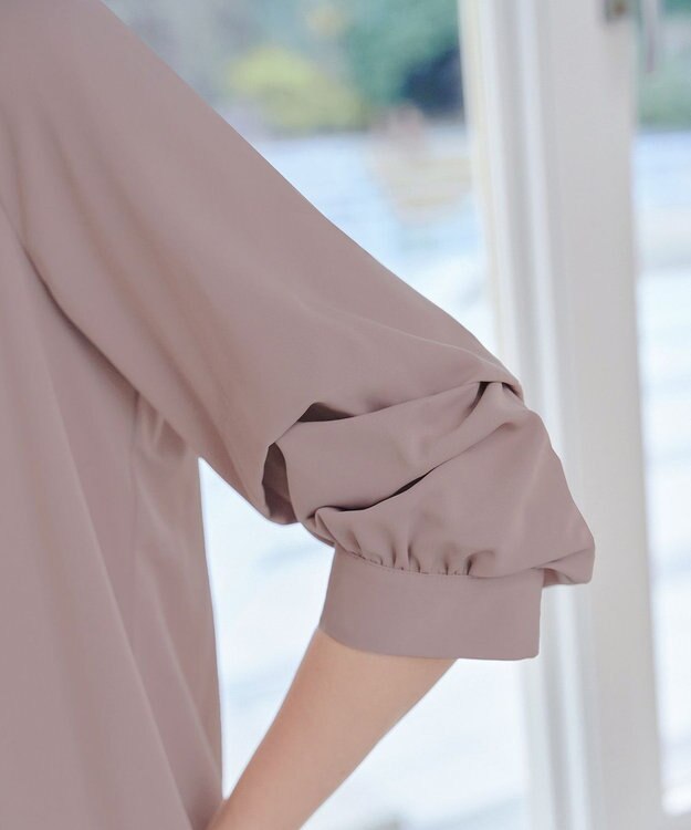 Tiaclasse つまみタック袖レイヤードブラウス ピンクモカ