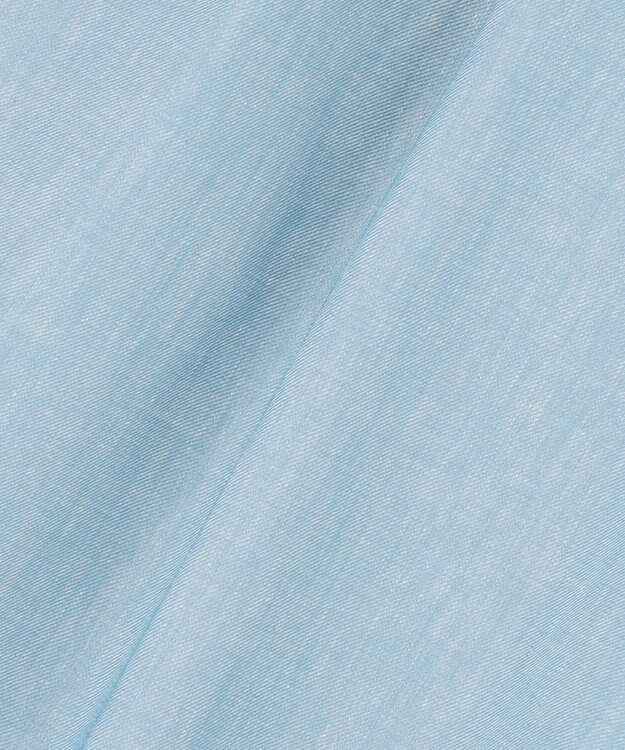 自由区 【セットアップ対応・楽チンキレイ見え】ソフトリネンダンガリーワイド パンツ サックス